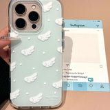 Ins Luxury White Background Angel Wings Polka Dot Phone Case for iPhone 15 14 13 16 12 Pro Max Soft Back Cover Funda