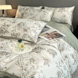 Flower Printed Duvet Cover Set Satin Silk Bed Cover Sets for Summer Queen/King Size Silky plumones de cama Coolling Bedding Set