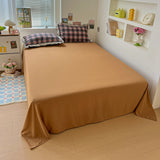 INS Girls Retro Red Grid Bedding Sets New Ruffles Lace Bed Sheet Sets Plaid Queen Size Duvet Cover Sets With Pillowcases