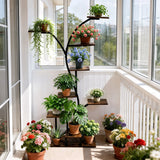 165cm Tall Indoor Plant Stand Metal Plant Flower Display Shelf with Grow Lights Tree-Shaped Plant Rack for Home, Patio