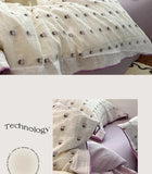 Purple Tulip Small Embroidery Cotton Bedding Set Moonlight Bus Tee-Piece Quilt Cover eet Bedding Pure Cotton 8M Bed Canopy