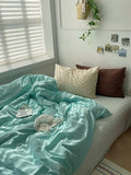Pure Cotton Mint Heart Four-Piece Bedding Set Waed Cotton Bed eet Cover Duvet Cover Bed Canopy Sle Cotton Bedding