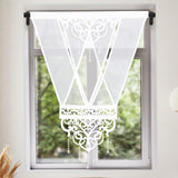 1PC Classic Hollow Pattern Beaded Sheer Short Curtain, Semi-transparent Drape For Living Room Kitchen, Sweet Housewarming Gift