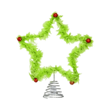 Furry Christmas Tree Topper Creative Design Ornaments Holiday Tree Topper Light-Up Hollow Out Christmas Tree Decorations