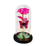 Gift Floral Rose Flowers Glass Rose Lighted Artificial Roses For Anniversary Romantic Gift Valentine'S Day