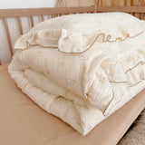 Korean Baby Girl Crib Bedding Set Bunny Rose Cherry Floral Cotton Muslin Cot Bedding Kit Duvet Cover Pillowcase No Filler