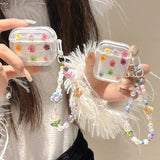 Dried Flower Glitter Bling Case For AirPods 4 3 2 1 Pro Pro2 Soft Transparent Wirelsss Headphones Protective Cover AirPod Shell
