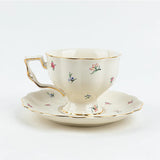 Vintage European-style Coffee Mug Afternoon Tea Set Tape Disc Teapot Kettle Lemon Pattern Porcelain Handle Cup Mugs Coffee Cups
