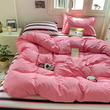 Striped Bedding Set Ins Korean Duvet Cover Set Flat Sheets Set With 2 Pillowcases Single Twin Full Queen Size Bed Linen Set
