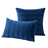 2Pcs Blue Velvet Pillow Covers with Striped Decorative Luxury Soft Cushion Cases for Farmhouse Couch Sofa Living Room