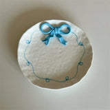 Cute Three-dimensional Bow Underglaze Color Ceramic Mug Plate Gift Girlish Heart Tableware