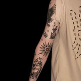 Magic Tattoo Splicing Pattern with Large Flower Arm Eagle Waterproof Temporary Tattoo Sticker Lasts To 15 Days Eagle Tattoo