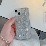 3D Love Heart Angel Silver Phone Case For iPhone 16 15 14 13 12 11 Pro Max Soft Shockproof Back Cover