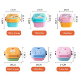 Children Lunch Box Food Kids School 2 Layer Microwave Cute Snack Box Food Container Double Layer Tableware Fruit Bento Box Lunch