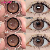 VisualClick Colored Contact Lens Nature Brown 2Pcs/Pair Year New Lenses with Myopia Degree Grade 0.00- 8.00 Soft Lens