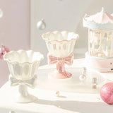 1Pc Footed Ceramic Dessert Bowl 180ml, Small Ice Cream Yogurt Cereal Fruit Salad Pudding Bowl for Home Kitchen, Gift Box