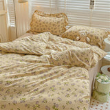 Fresh Plant Flower Bed Sheet for Children and Adults Four-Piece Bed Set Pillowcases Soft Washed Cotton Home Textiles
