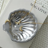 Stainless Steel Plate, Shell Striped Wave Tableware Plate Dish Plate Metal Cheese Plate Tableware Storage Jewelry Plate Table De