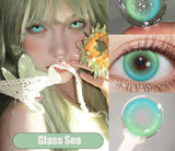 New 1 Pair Colored Contact Lenses with Degree Myopia Lenses Green Eye Lenses Blue Shiny Lenses Fashion Korea Beauty Pupil