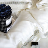 Lyocell Eucalyptus Fiber Soft Silky Cool Feeling Bedding Set Hollow Lace Wide Edge Duvet Cover Bed Sheet/Fitted Sheet Pillowcase