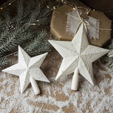 Hollow White Glitter Christmas Tree Top Star Christmas Decorations for Home Novelty New Year Xmas Tree Ornaments Arrangemen