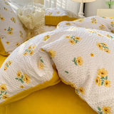 Korean Style Seersucker  Washed cotton Bedding Set  Girls Twin Queen Size Duvet Cover   Bed Linens Kids Fashion