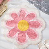 Cute Round Flower Tufting Rug Carpet Soft Plush Tuftted Feet Paid Carpet  Bathroom Anti-slip Doormat Sofa Bedside Rugs
