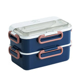 Lunch Box with Soup Bowl for Student Office Worker Microwave Heating Double-layer Box Bento Food Container Storage Box
