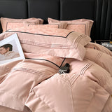 160S Pure Cotton European Luxury Solid Color Hotel Style Bedding Set Queen King Duvet Cover Set Flat/Fitted Bed Sheet Pillowcase