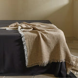 1 Pc New Cotton Linen Tassel Blanket Solid Color Sofa Nap Cover Blanket Sofa Breathe Freely Throw Homestay Decoration Bed Throw