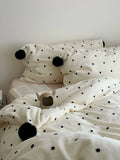 Warm White Polka Dot Fluffy Milk Velvet Four Piece Bedding Set YAKEHOME ternoon Tee O'Clo Lazy Sle Winter ential