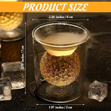 2/4pcs 50ml Golf Whiskey Glasses Double Walled Crystal Whiskey Cocktail Cup Washable Shot Glasses for Home Bar Party Golf Gifts