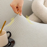 Stretch Sofa Cover Anti-Dust Armchair Protector Full-wrap Solid Corduroy Slipcover L Shape Corner Couch Cover ( 1/2/3/4 Seater )