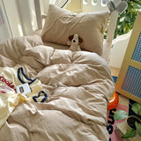 New solid color simple washed cotton student bed sheet four-piece set machine washable student dormitory three-piece set