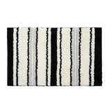 Tufting Black White Bathroom Mat Soft Geometric Stripe Bathmat Carpet Living Area Pad Anti-slip Tidy Rug Home Room Decor