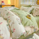 Kawaii Princess Pure Cotton Bedding Set Full Size Lovely Ruffles Single Doubel Duvet Cover Set Girls Woman Cozy Bedding Sets