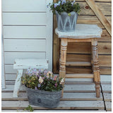 Rotundity Plant Planting Flowerpot Home Courtyard Garden Desktop Decoration Metal Grey Retro Flower Pots Bottom with Holes Vase