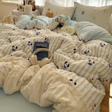 New lace washed cotton bed four-piece set Korean dormitory quilt cover student bed sheet three-piece set