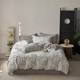 Vintage French Pastoral Flower Print Bedding Set 100% Cotton Double Yarn Soft Duvet Cover Flat/Fitted Bed Sheet Pillowcases 4Pcs