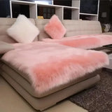 Grey Plush Sofa Cushion Long Plush Simple Winter Anti Slip Mat European Style Thickened Encryption Warm and Dustproof Sofa Towel