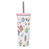 830ML Large Hole Thermos Cup With Straw And Pattern,Mug,Double Layer Stainless Steel Vacuum Flasks,Portable Insulated Water Cup