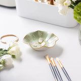 Lotus Jewelry Green Tray Ceramic Ring Necklace Dish Key Bowl Cute Ring Trinket Holder Girl Bedroom Organize Home Decoration