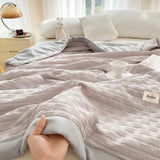 Simple Waffle Blanket Home Summer Quilt Cooling Blanket Nap Air Conditioner Student Dormi Single Double Green Pink Throw Blanket