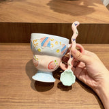 Hand-Painted Underglaze Cerc Mugs Cute Relief Design Birthday Gift for Women Couples Water Cups High Aesthetic Value