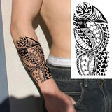 1 Sheet Compass Family Temporary Tattoos For Women Men Adults Flower Tribal Maori Totem Tattoo Sleeve Waterproof Temp Stickers