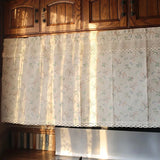 Korean Pastoral Style Linen Floral Short Curtains Kitchen for Linen Lace Curtain Half for Roman Window Door