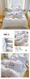 Korea Style Bedding Set Purple Heart Washed Cotton Soft Duvet Cover Skin-friendly Quilt Cover Bed Sheet Pillowcase Home Textiles