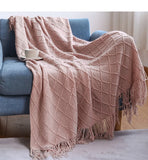 Herringbone Faux Cashmere Throw Blanket Lightweight Fuzzy Soft Cozy with Chevron Fringe Travel-Friendly Farmhouse Christmas Gift