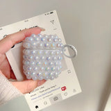 Luxury DIY Shiny Laser Purple Pink White Pearl Soft Earphone Case for Apple AirPods 4 3 2 Cover With Keychain for AirPods Pro 2