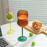 1pc Champagne Glass Handmade Color Glass Wine Goblet Juice Cup Heat-Resistant Water Cup Drinking Wine Glass Cocktail-glass